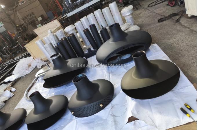 ফায়ারপ্লেস কার্বন ইস্পাত গোল টেবিল ইউরোপীয় স্টাইল বিলাসবহুল আসবাবপত্র উচ্চ গ্রেড কালো আধুনিক গ্লাস আর্ট ঘূর্ণনশীল 5