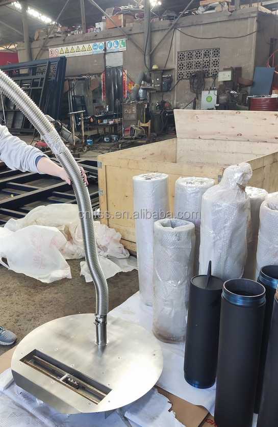 ফায়ারপ্লেস কার্বন ইস্পাত গোল টেবিল ইউরোপীয় স্টাইল বিলাসবহুল আসবাবপত্র উচ্চ গ্রেড কালো আধুনিক গ্লাস আর্ট ঘূর্ণনশীল 8