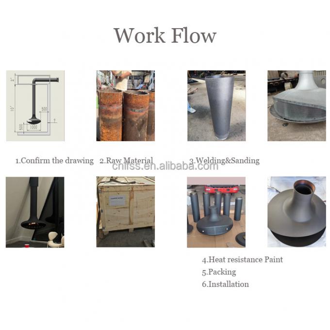 ঝুলন্ত কাঠকয়লা কালো অগ্নিকুণ্ড জ্বলন্ত ছাদের অগ্নিকুণ্ড ইনডোর ইস্পাত কাস্টম 3