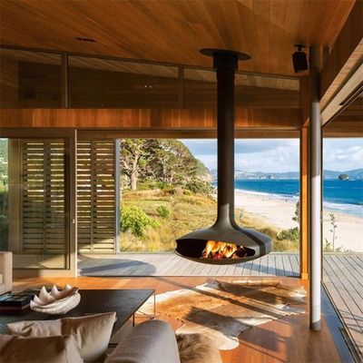suspended stove contemporary indoor fireplace  steel  contemporary burning  burning stove forwood hotels hanging